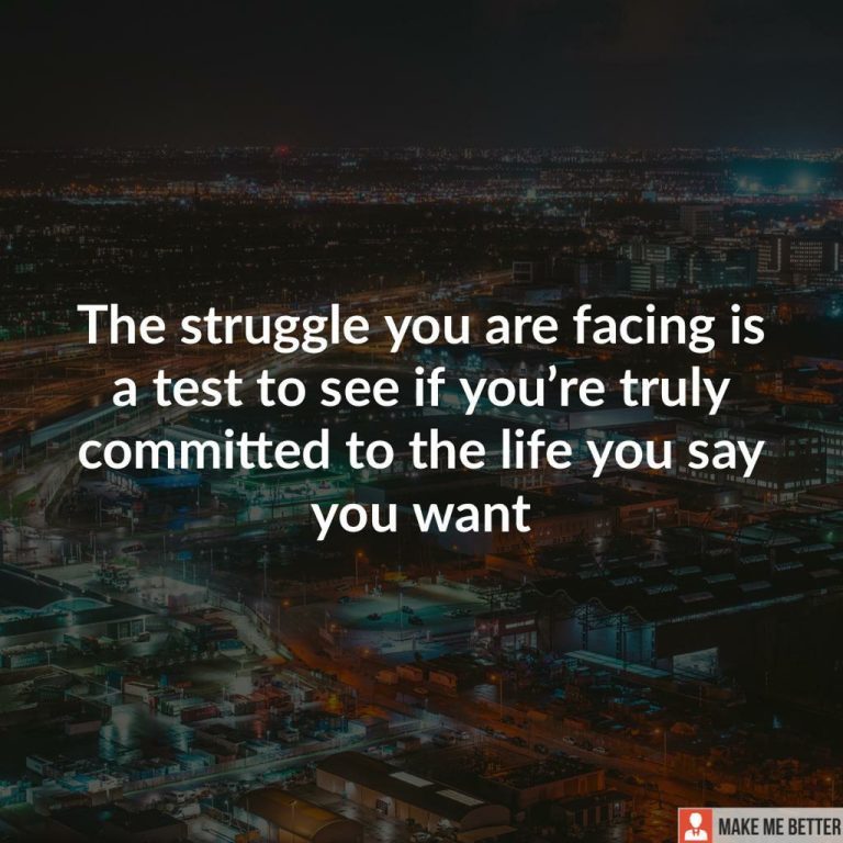 The struggle you are facing is a test to see if you’re truly committed to the life you say you want.