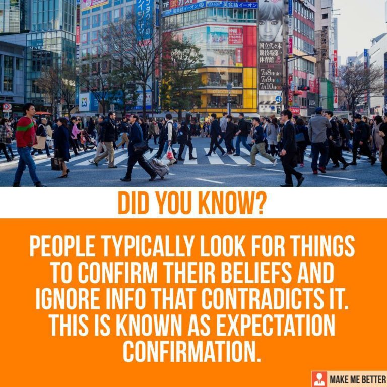 People typically look for things to confirm their beliefs and Ignore info that contradicts it. This is known as expectation confirmation.