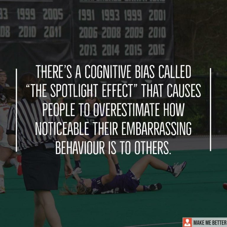 There’s a cognitive bias called “the spotlight effect” that causes people to overestimate how noticeable their embarrassing behaviour is to others.