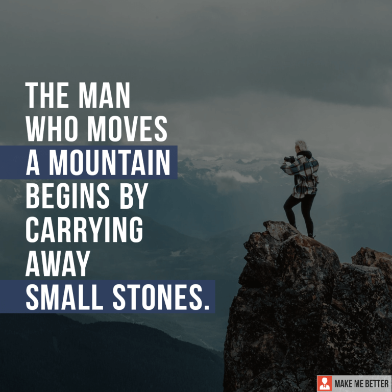 The man who moves a mountain begins by carrying away small stones.