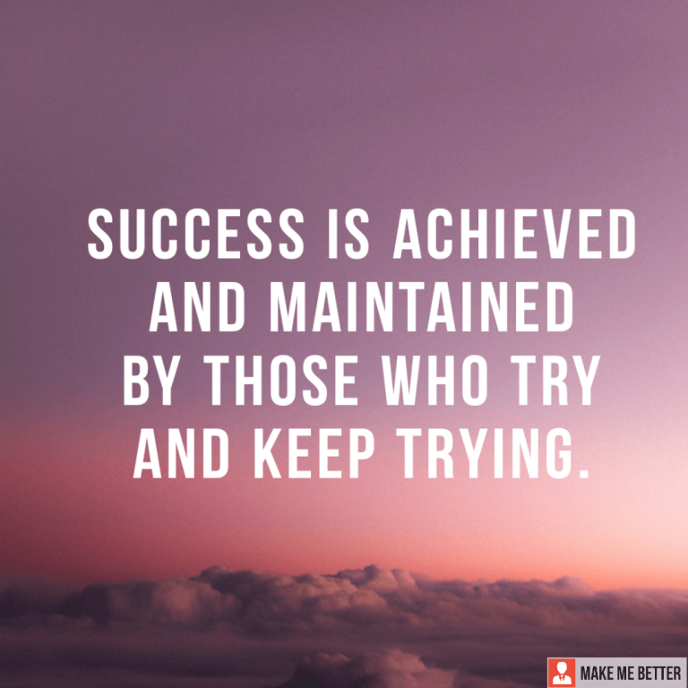 Success is achieved and maintained by those who try and keep trying.