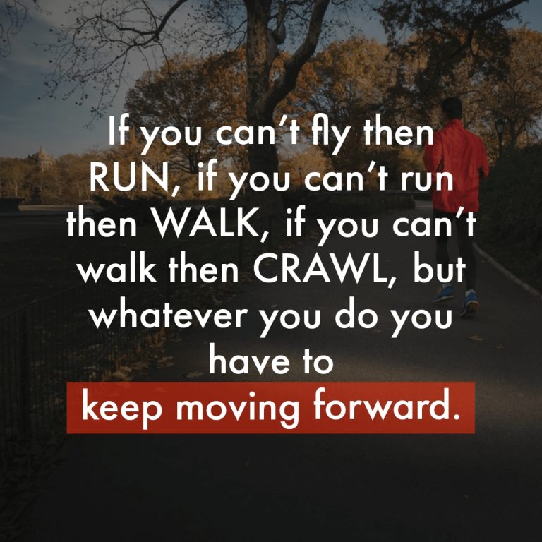 If you can’t fly then run, if you can’t run then walk, if you can’t walk then crawl, but whatever you do you have to keep moving forward.