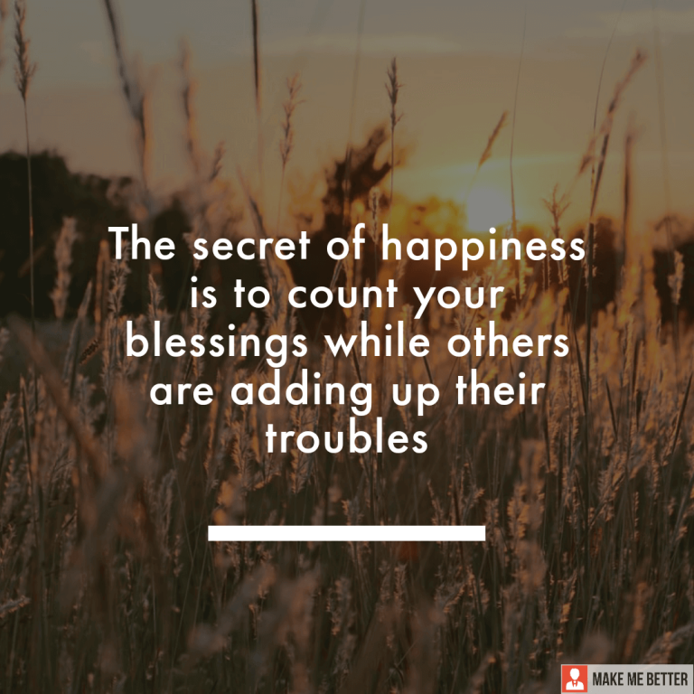 The secret of happiness is to count your blessings while others are adding up their troubles.