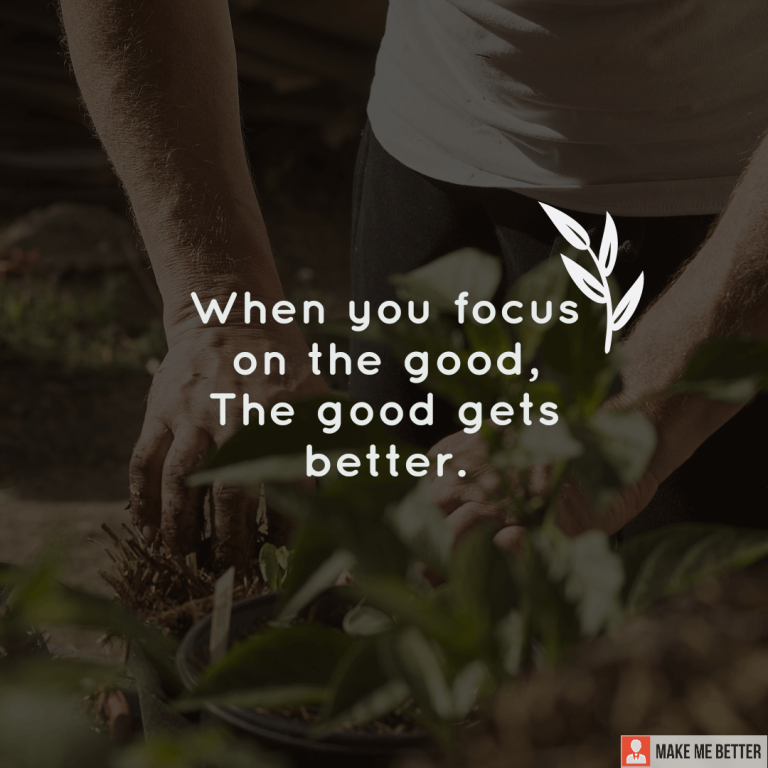 When you focus on the good, The good gets better.