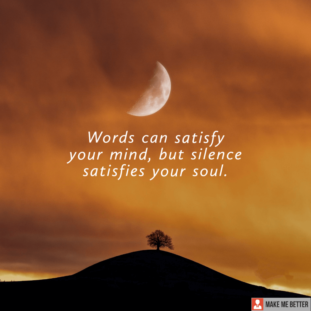 Words can satisfy your mind, but silence satisfies your soul. Make Me Better