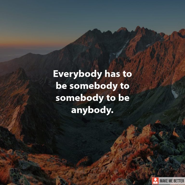 Everybody has to be somebody to somebody to be anybody.