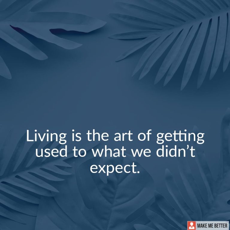 Living is the art of getting used to what we didn’t expect.