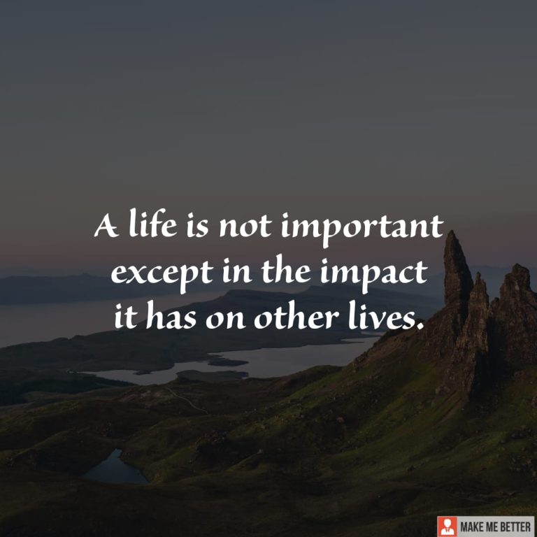 A life is not important except in the impact it has on other lives.