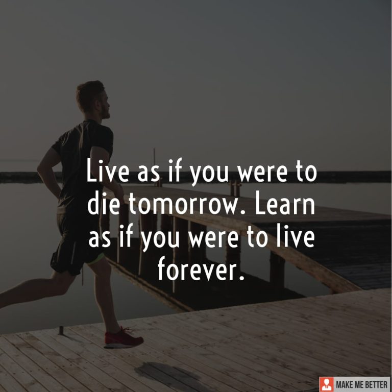 Live as if you were to die tomorrow. Learn as if you were to live forever.
