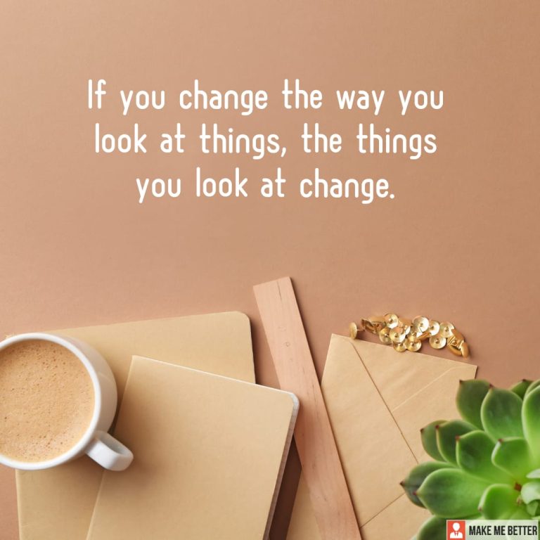 If you change the way you look at things, the things you look at change.