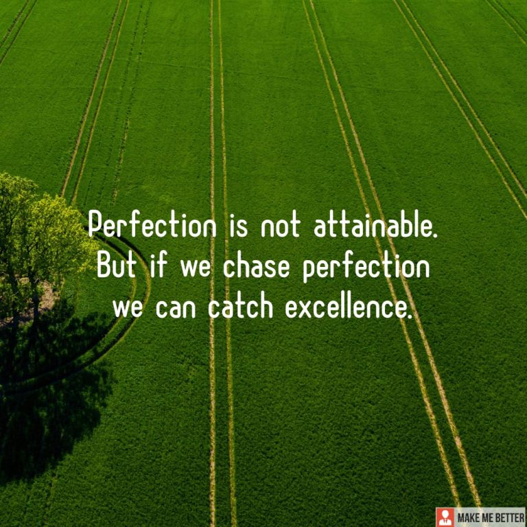 Perfection is not attainable. But if we chase perfection, we can catch excellence.