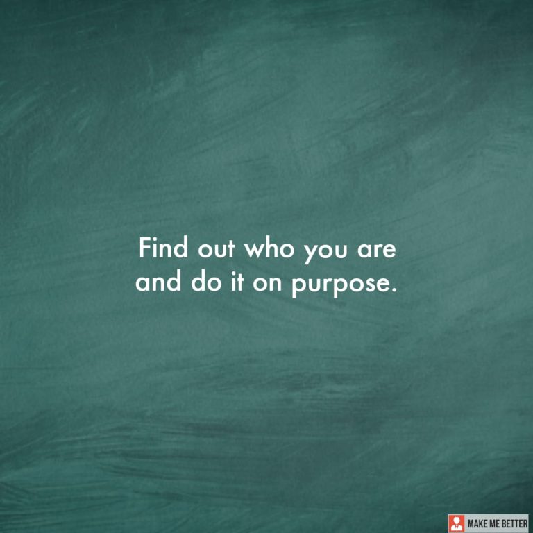 Find out who you are and do it on purpose. Find out who you are and do it on purpose.