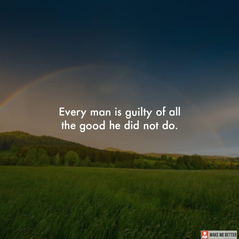 Every man is guilty of all the good he did not do. Every man is guilty of all the good he did not do.