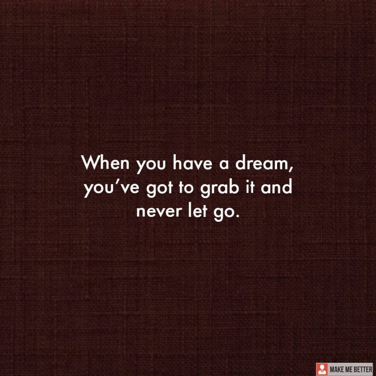 When you have a dream, you’ve got to grab it and never let go.
