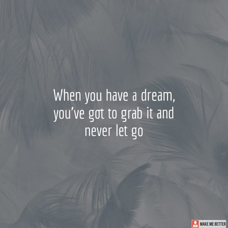 When you have a dream, you’ve got to grab it and never let go