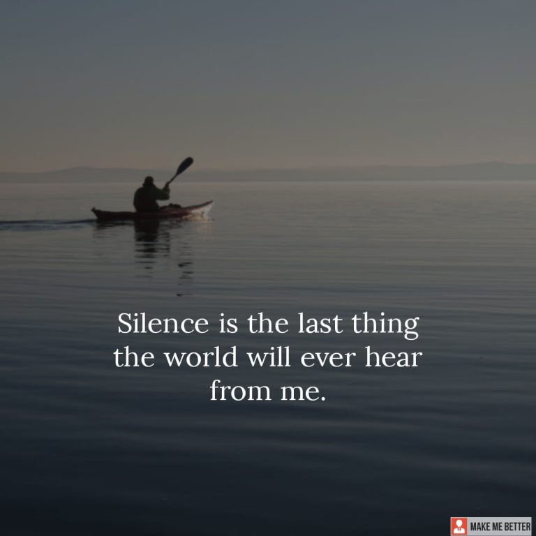 Silence is the last thing the world will ever hear from me.