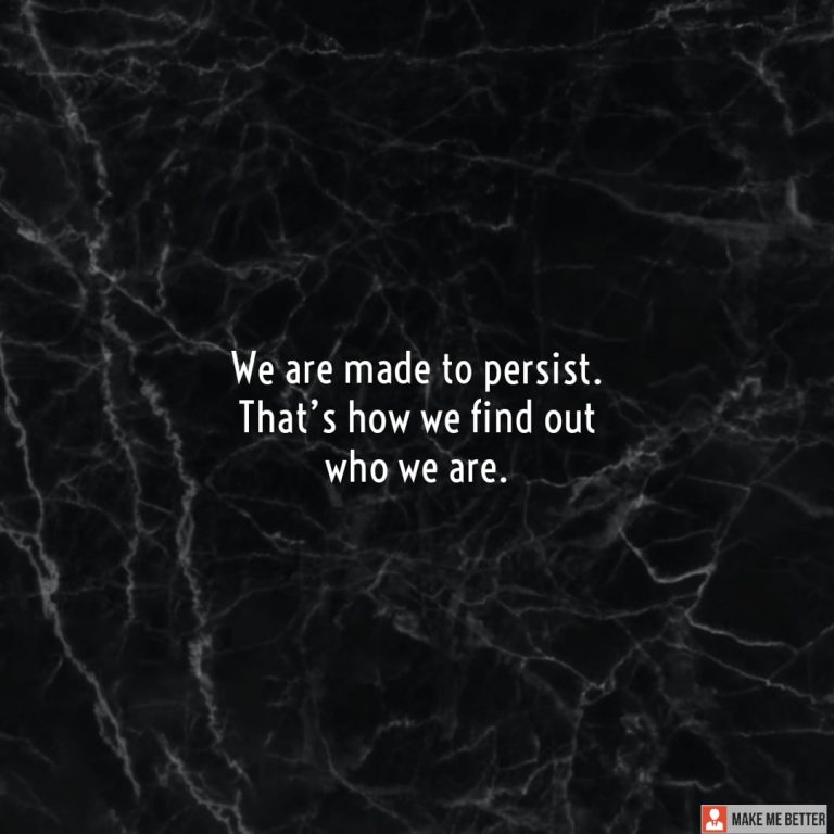 We are made to persist. That’s how we find out who we are.