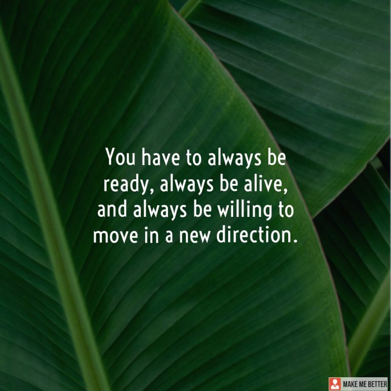 You have to always be ready, always be alive, and always be willing to move in a new direction.