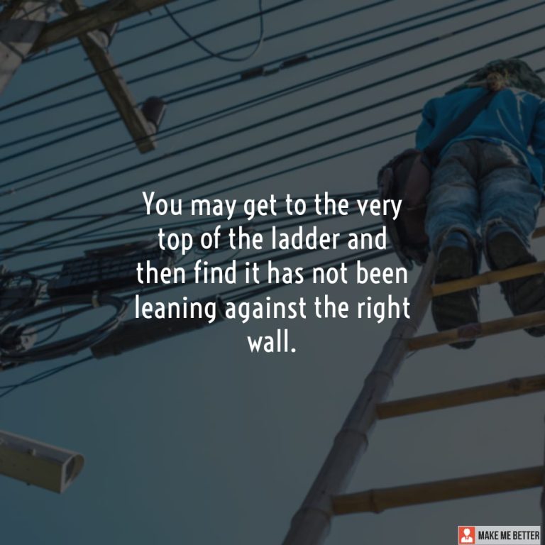 You may get to the very top of the ladder and then find it has not been leaning against the right wall.