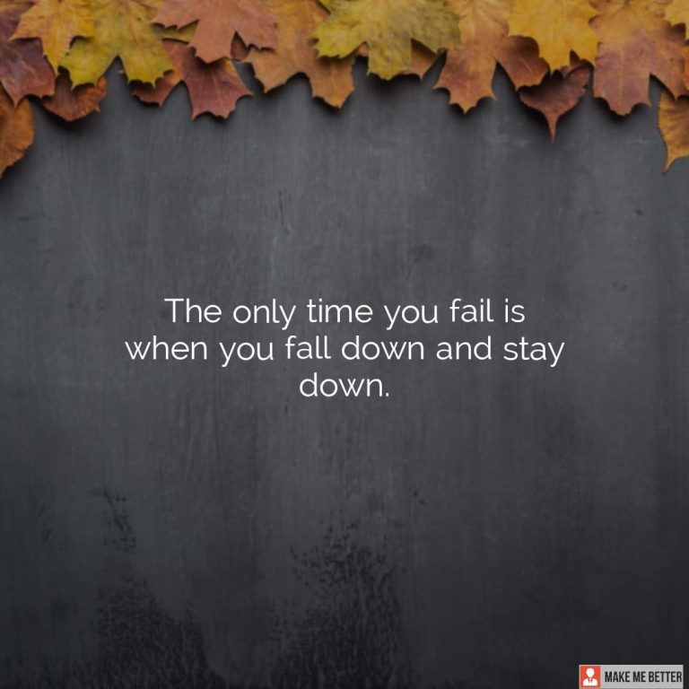 The only time you fail is when you fall down and stay down.
