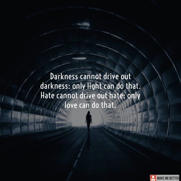 Darkness cannot drive out darkness: only light can do that. Hate cannot drive out hate: only love can do that.