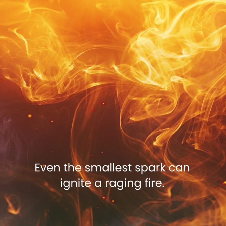 Even the smallest spark can ignite a raging fire. Even the smallest spark can ignite a raging fire.